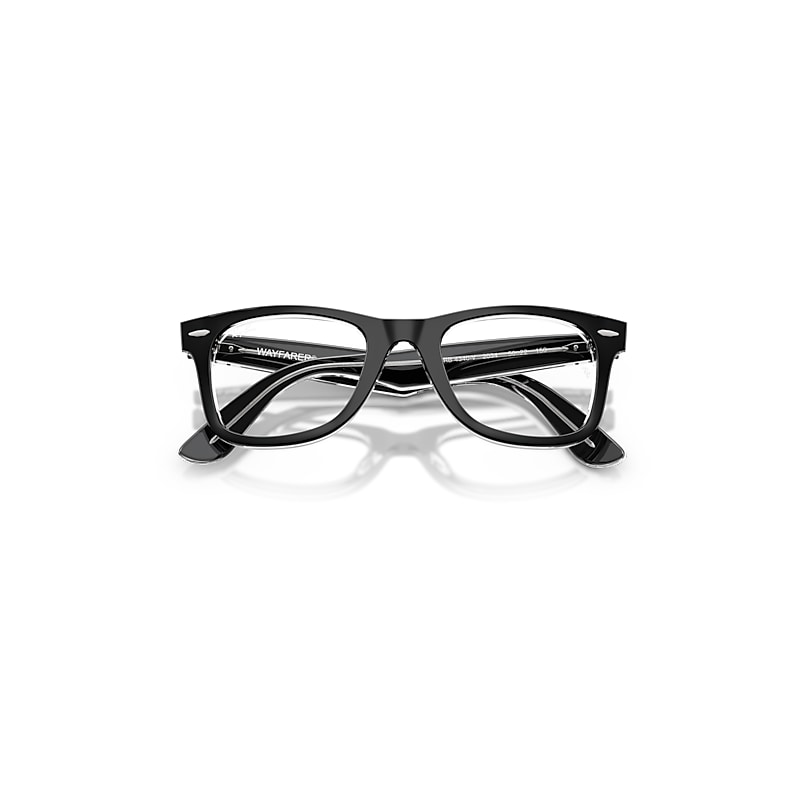 Ray Ban Wayfarer Ease Optics Eyeglasses Black On Transparent Frame Clear Lenses Polarized 50-22 In Black