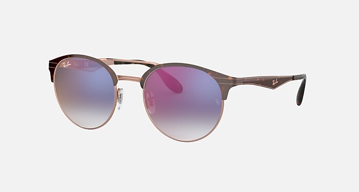 Ray Ban RB3545 Mirror Sunglasses in Blue Metal RB3545 Sunglasses in Blue and Violet Gradient Mirror  main image 3