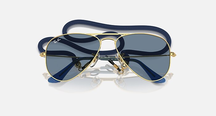 AVIATOR KIDS Sunglasses in Arista Gold and Light Blue Mirror