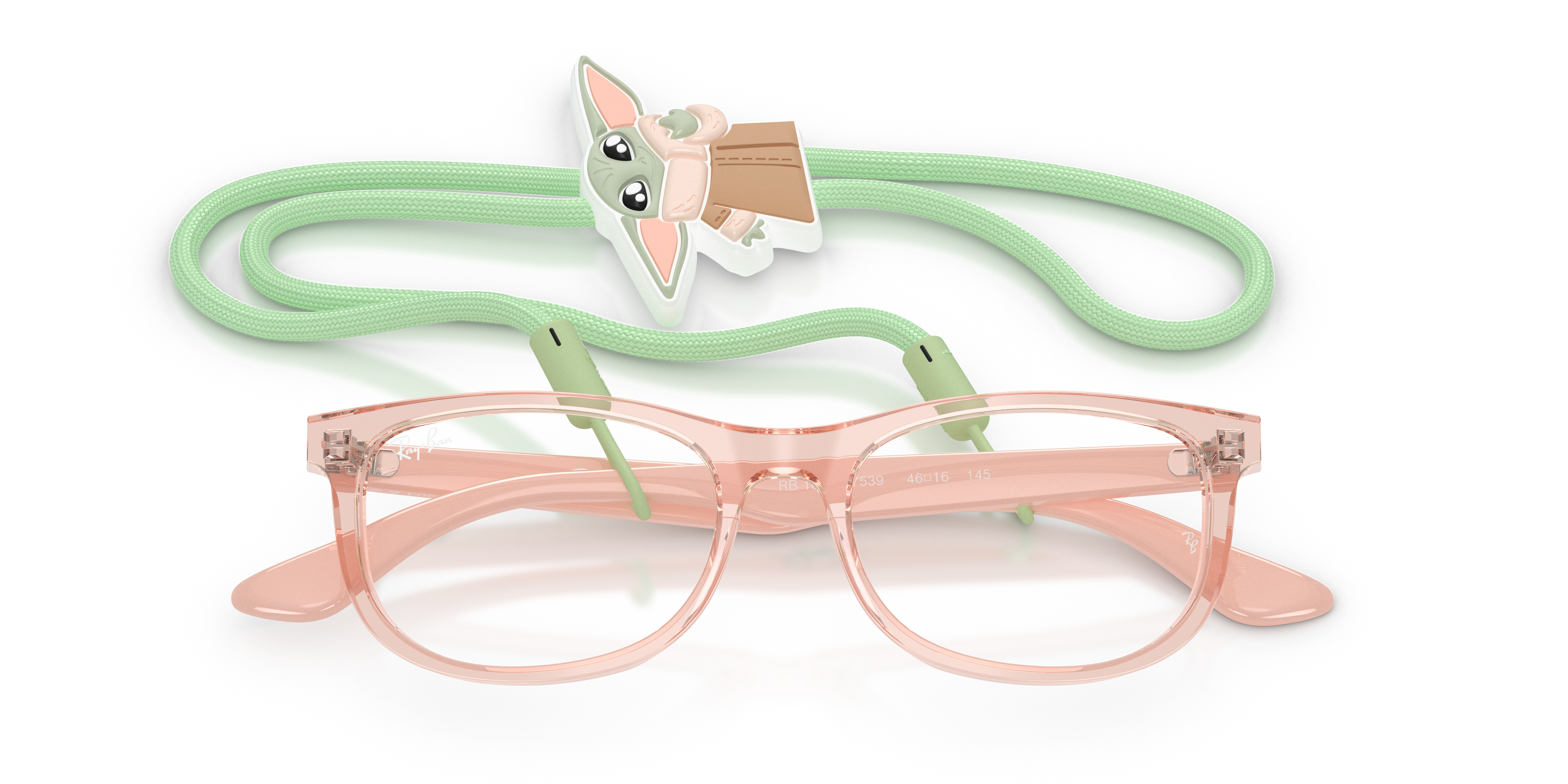 Ray-Ban Ray-Ban Star Wars Grogu Mini New Wayfarer Optics Eyeglasses Pink Frame Transparent Lenses Polarized 46-16 143$