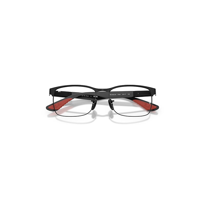Ray Ban Rb8425m Optics Scuderia Ferrari Collection Eyeglasses Matte Black Frame Clear Lenses Polarized 55-17 In Multi