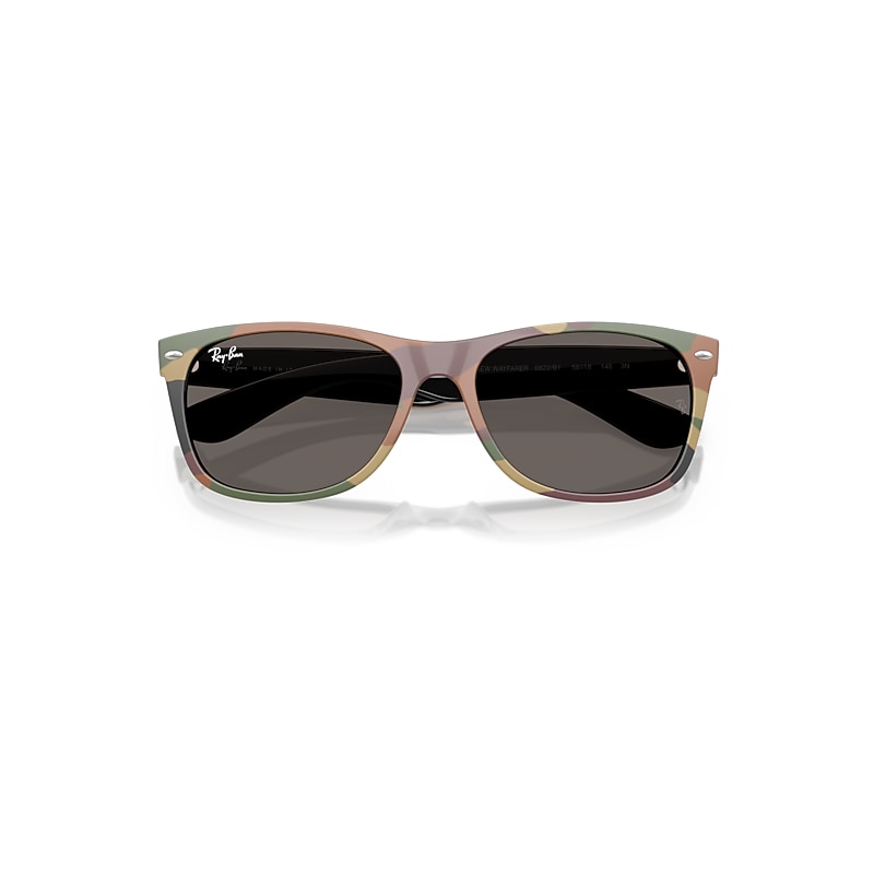 Ray Ban New Wayfarer Classic Sonnenbrillen Schwarz / Grünes Tarnmuster Fassung Grau Glas 55-18 In Black&#47green Camuflage