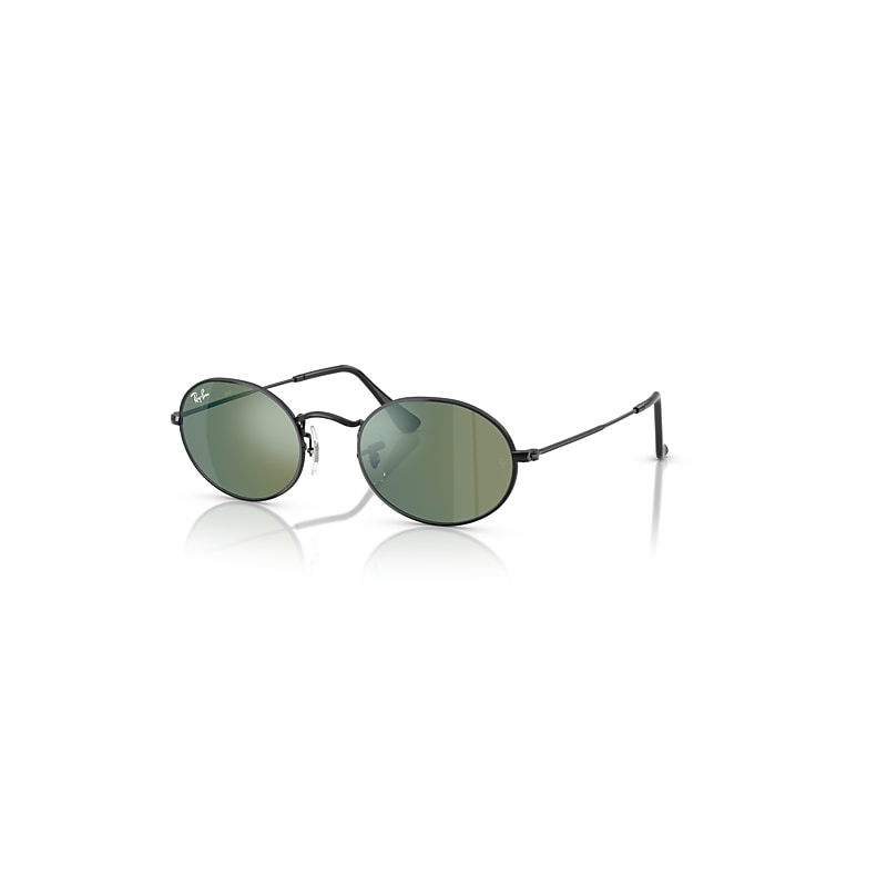 Ray-Ban Sunglasses  Oval Flat Lenses - Black Frame Blue Lenses 51-21, RB3547N