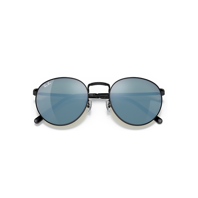 Brand new, round black Ray Bans. Green, mirror blue lens NEW ROUND Sunglasses in Black and Green Mirror Blue - RB3637  main image 2