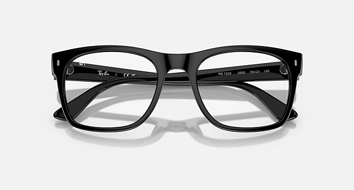 Ray-Ban Eyeglasses Unisex Rb7228 Optics - Black Frame Clear Lenses 55-21 Polarized