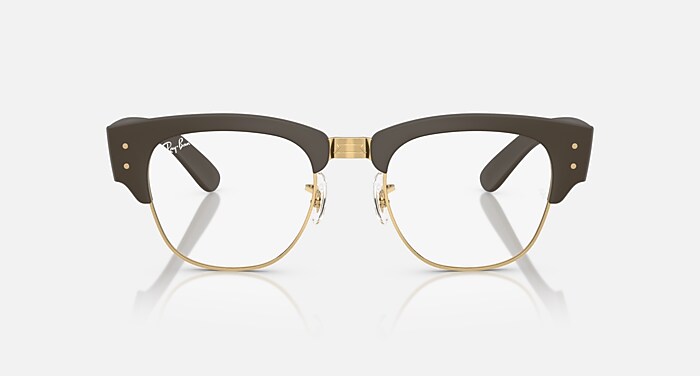 Ray-Ban Eyeglasses Unisex Mega Clubmaster Liteforce Optics Limited Prescription - Sand Brown Frame Clear Lenses 52-21 Polarized