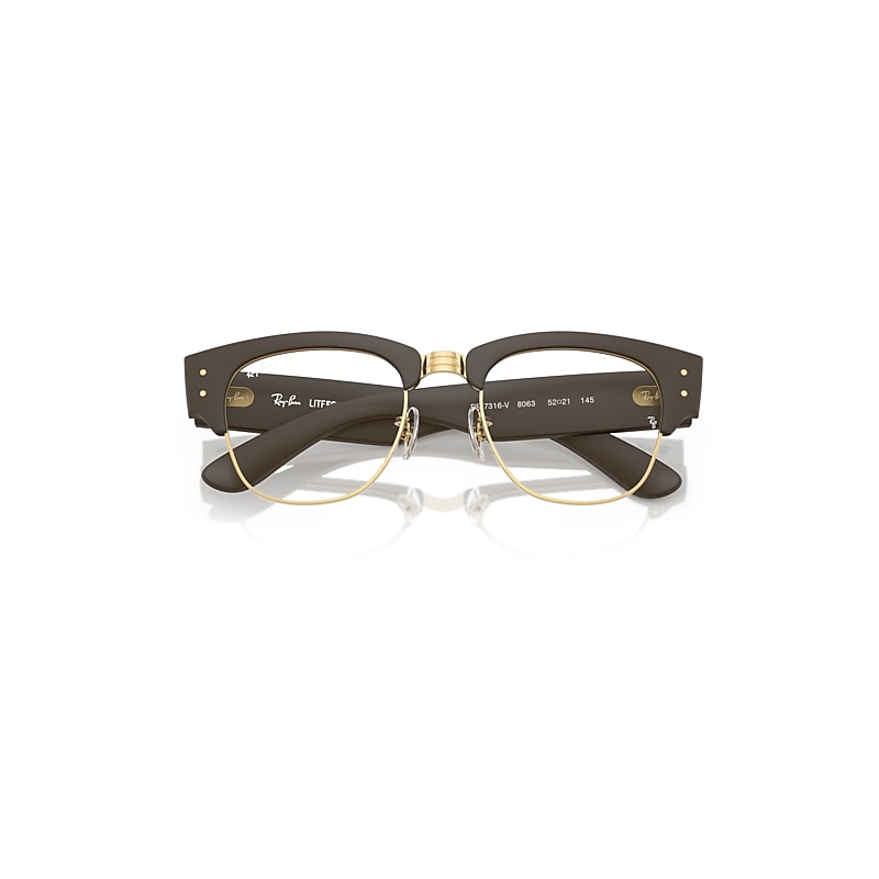 Ray Ban Mega Clubmaster Liteforce Optics Limited Eyeglasses Sand Brown Frame Clear Lenses Polarized 52-21 In Sand Brown
