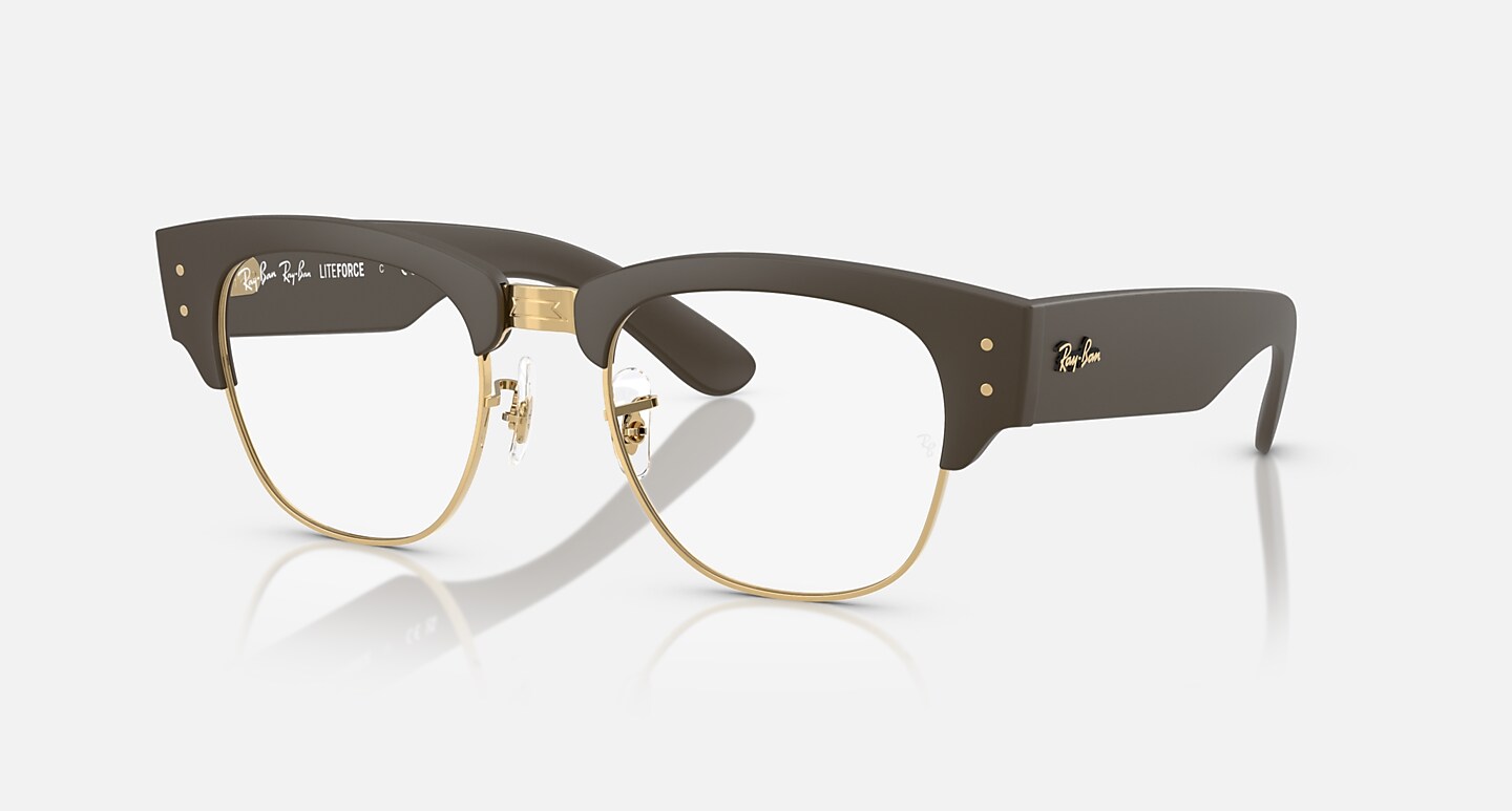 Ray-Ban Eyeglasses Unisex Mega Clubmaster Liteforce Optics Limited Prescription - Sand Brown Frame Clear Lenses 52-21 Polarized