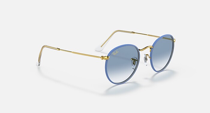 GDC round sunglasses ブルー NEW ROUND Sunglasses in Black and Green Mirror Blue - RB3637