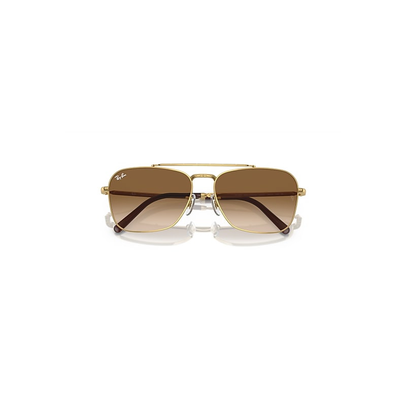 Ray-Ban New Caravan Sunglasses Arista Gold Frame Brown Lenses 55-15
