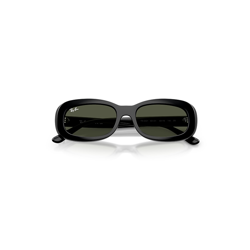 Ray Ban Rb2221 Sunglasses Black Frame Green Lenses 53-18 In Black