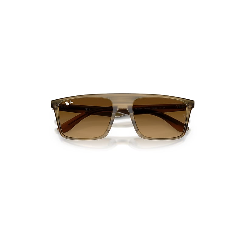 Ray Ban Rb2222 Sunglasses Striped Green Frame Brown Lenses 57-20 In Green