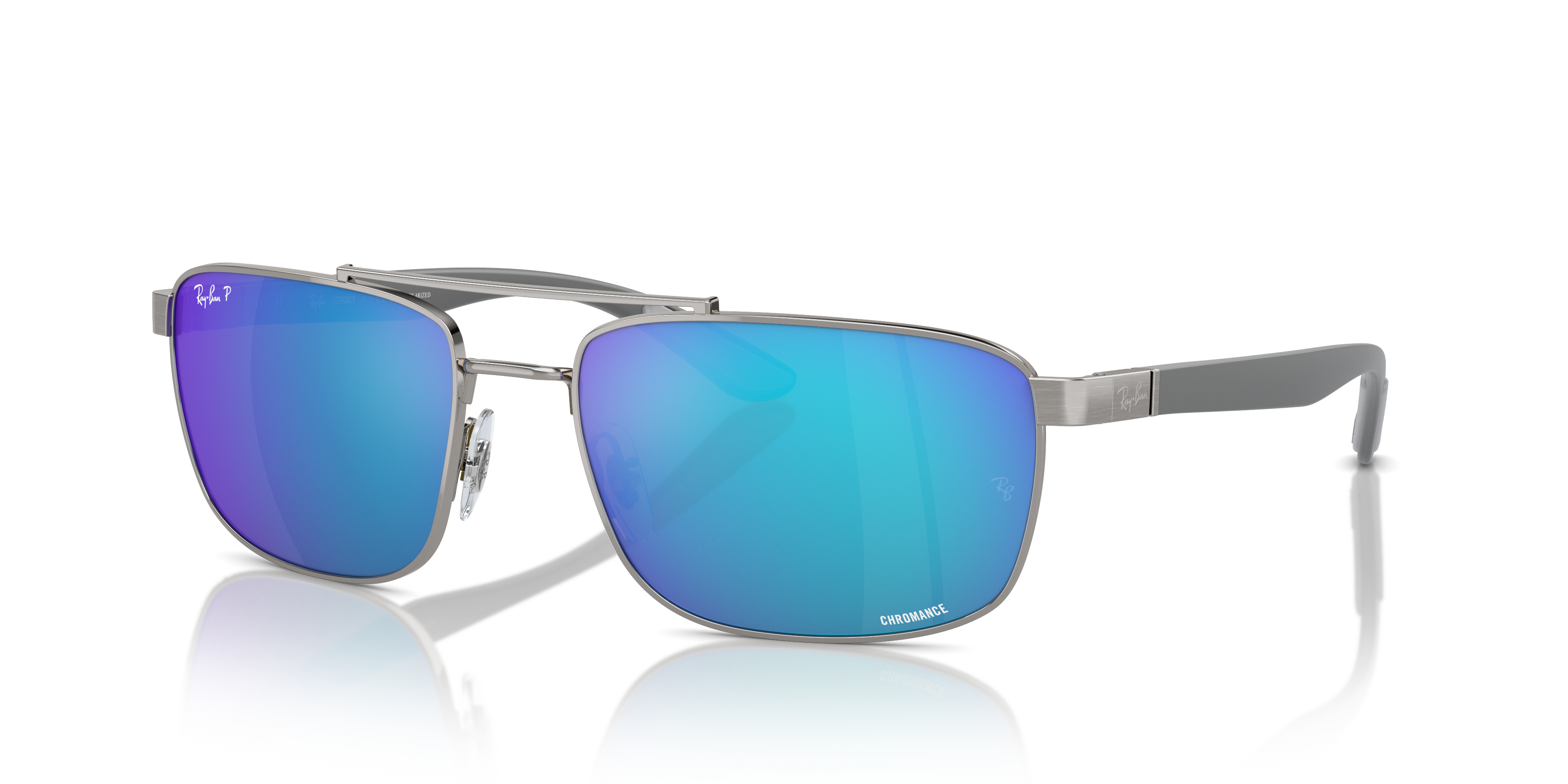 RB3737 CHROMANCE Polished Gunmetal Frame Green & Blue Lenses 60-18