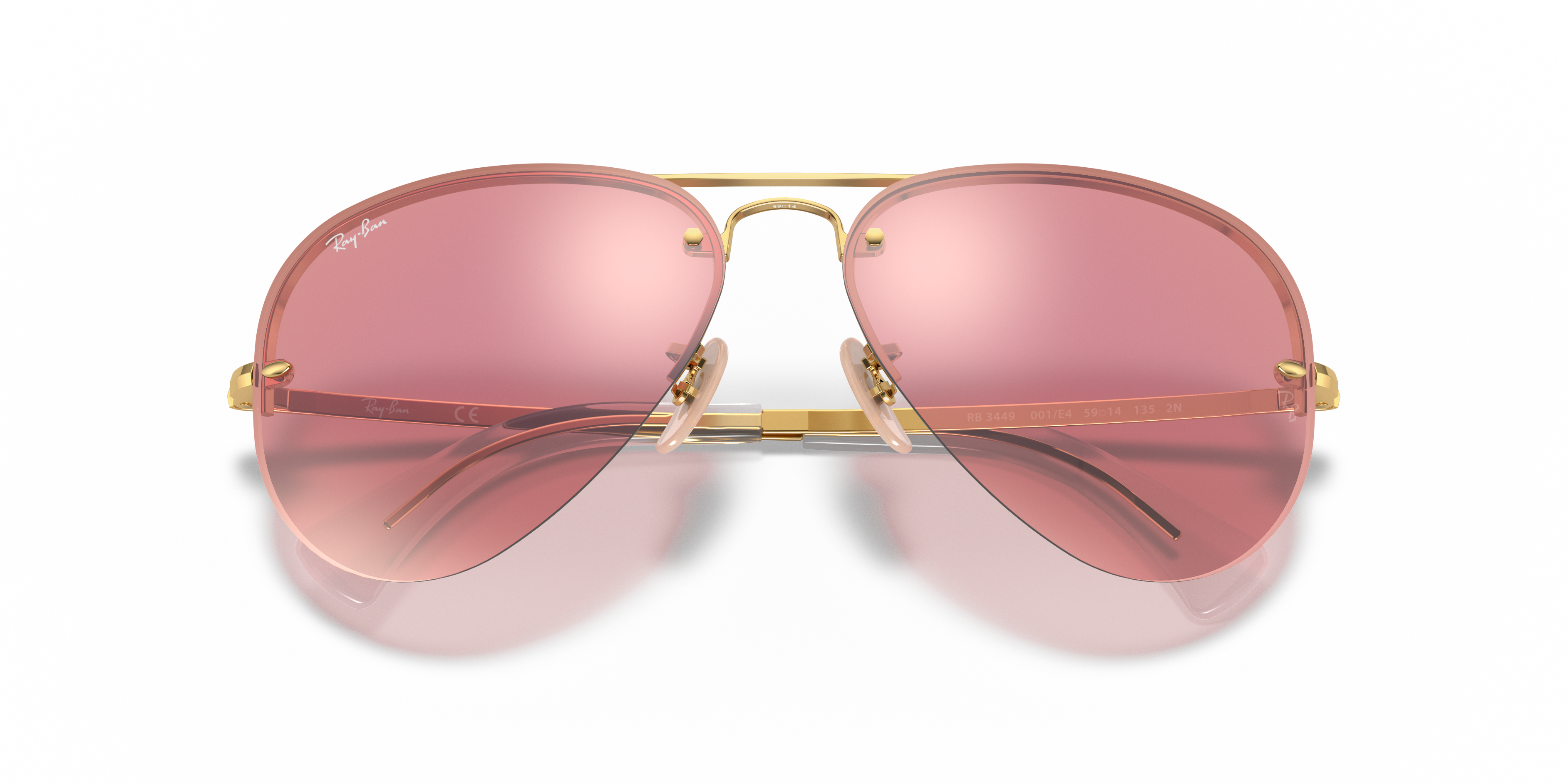 banu rosa 25ヤード RB3449 Sunglasses in Arista Gold and Pink Mirror - RB3449