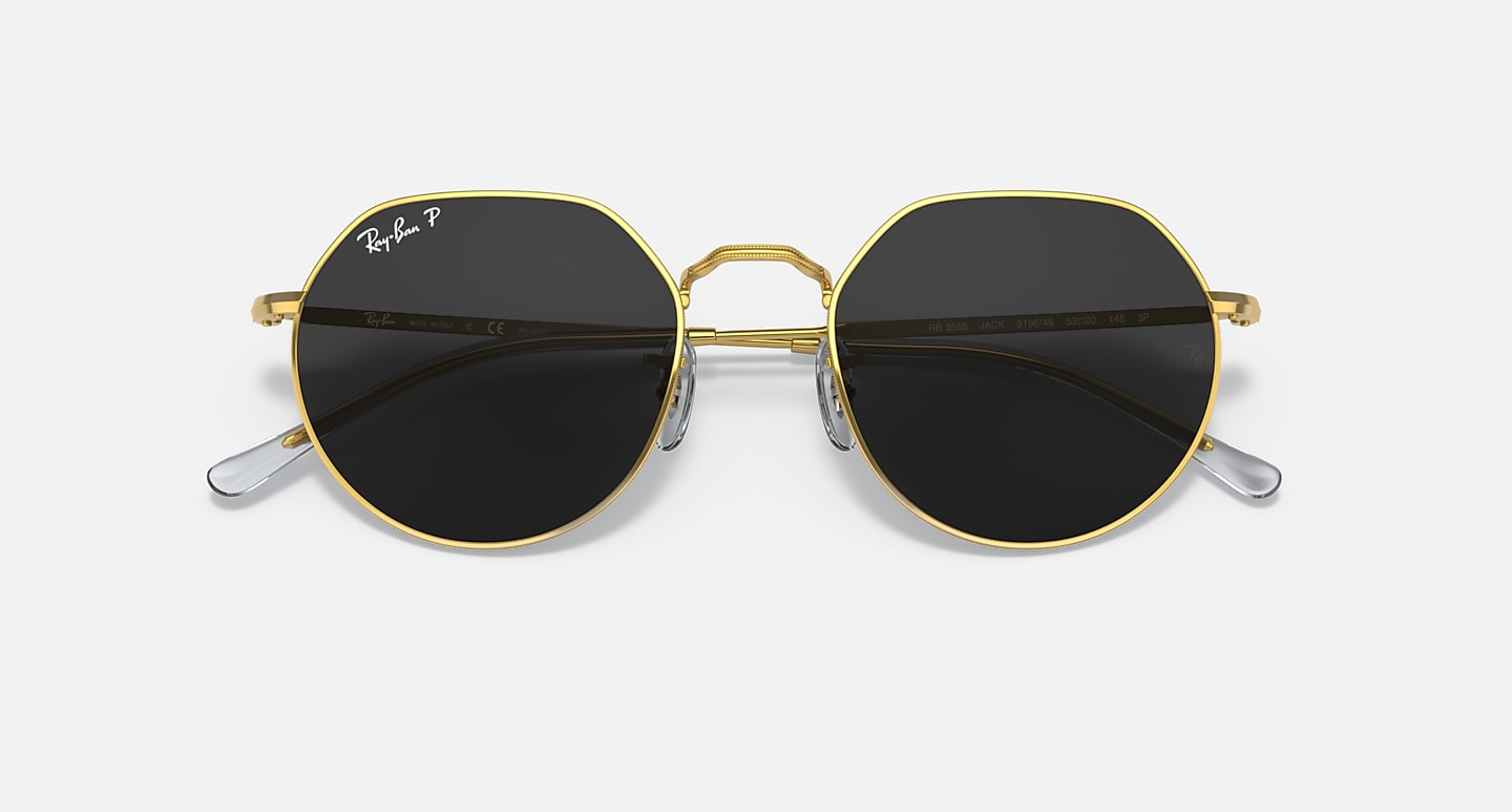 Ray-Ban Sunglasses Unisex Jack - Legend Gold Frame Black Lenses 53-20 Polarized