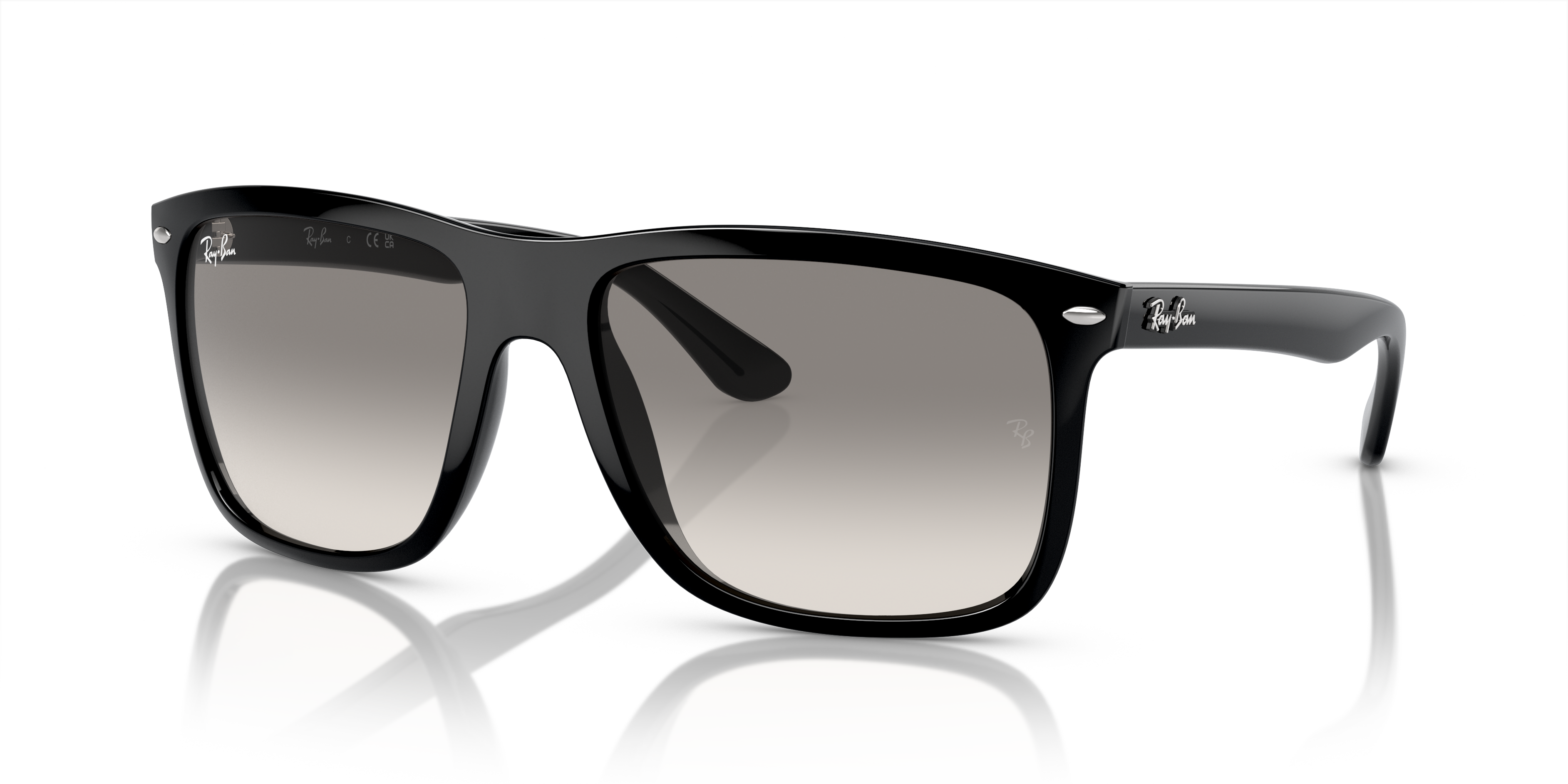 BOYFRIEND TWO Polished Black Frame Light Grey Lenses 60-18