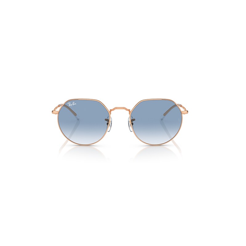 Ray-Ban Jack Sunglasses Rose Gold Frame Blue Lenses 55-20