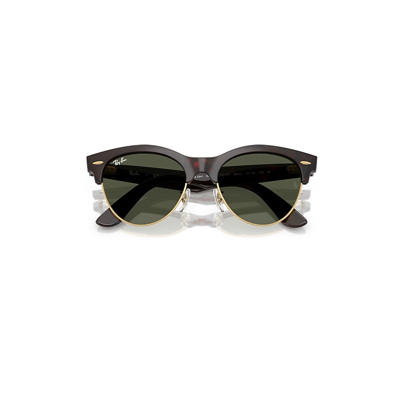 Ray Ban Clubmaster Way Sunglasses Red Havana Frame Green Lenses 51-19 In Red Havana