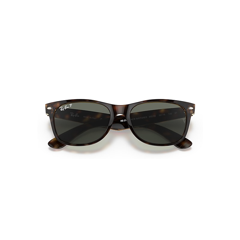 Ray-Ban New Wayfarer Classic Sunglasses Tortoise Frame Green Lenses Polarized 52-18