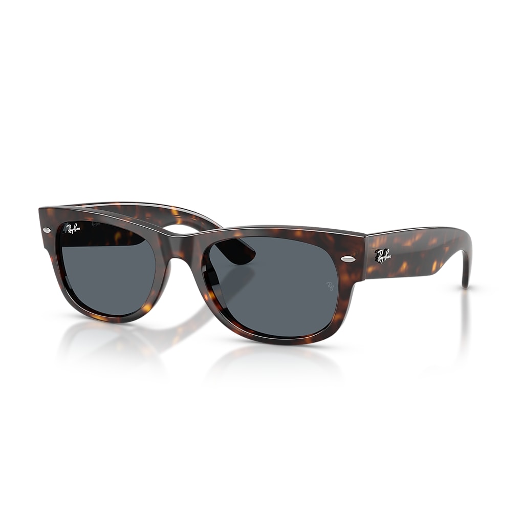 Ray-Ban Lunettes De Soleil Unisexe Mega Wayfarer II - Monture Havana Verres Bleu 55-21