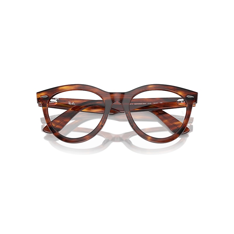 Ray-Ban Wayfarer Way Optics Eyeglasses Striped Havana Frame Clear Lenses Polarized 54-21