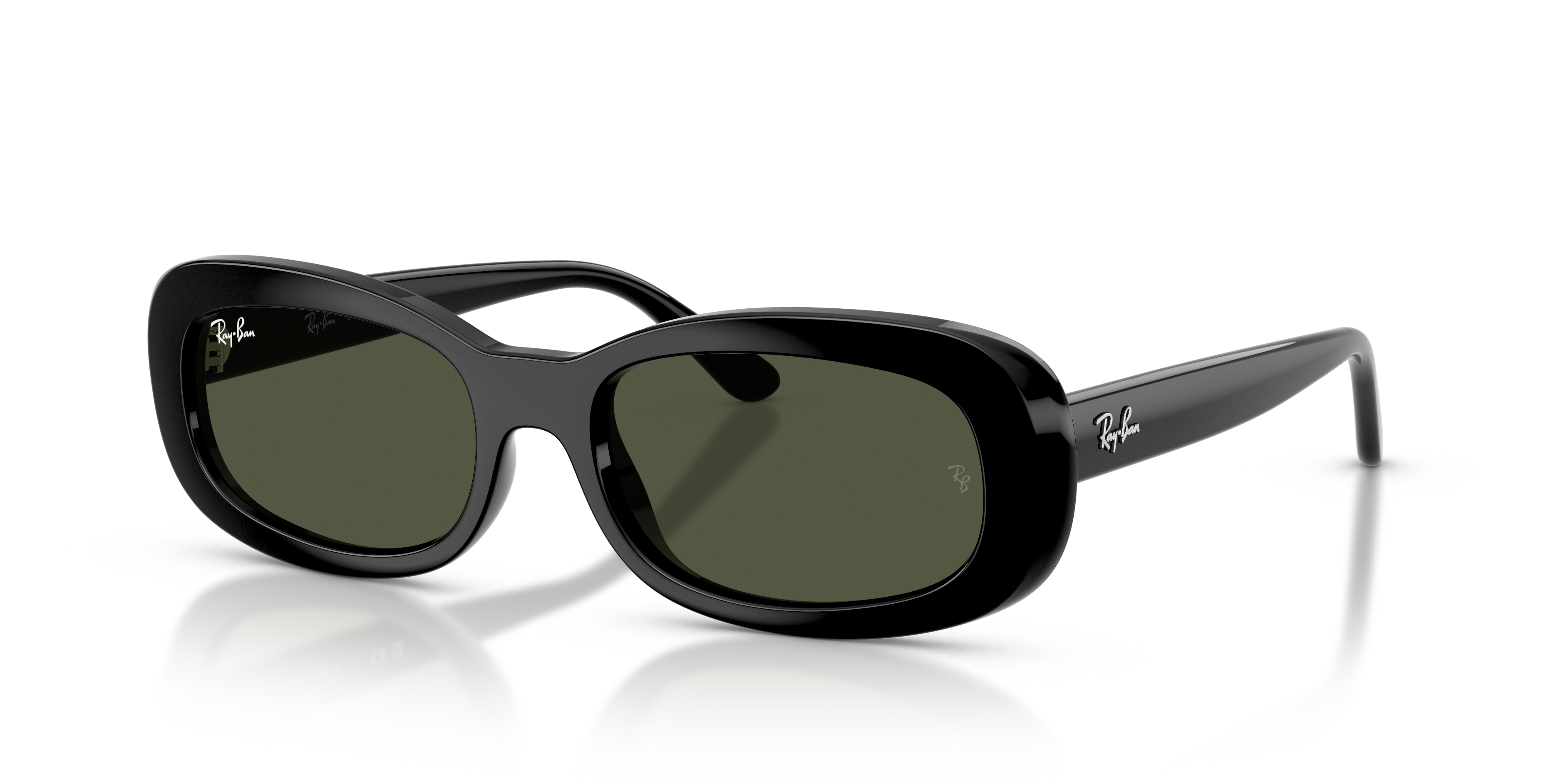 RB2221 Polished Black Frame Green Lenses 55-18