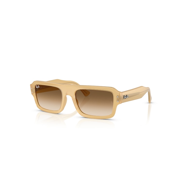 Ray-Ban Sunglasses Unisex Flacko Bio-based - Transparent Beige Frame Brown Lenses 53-20