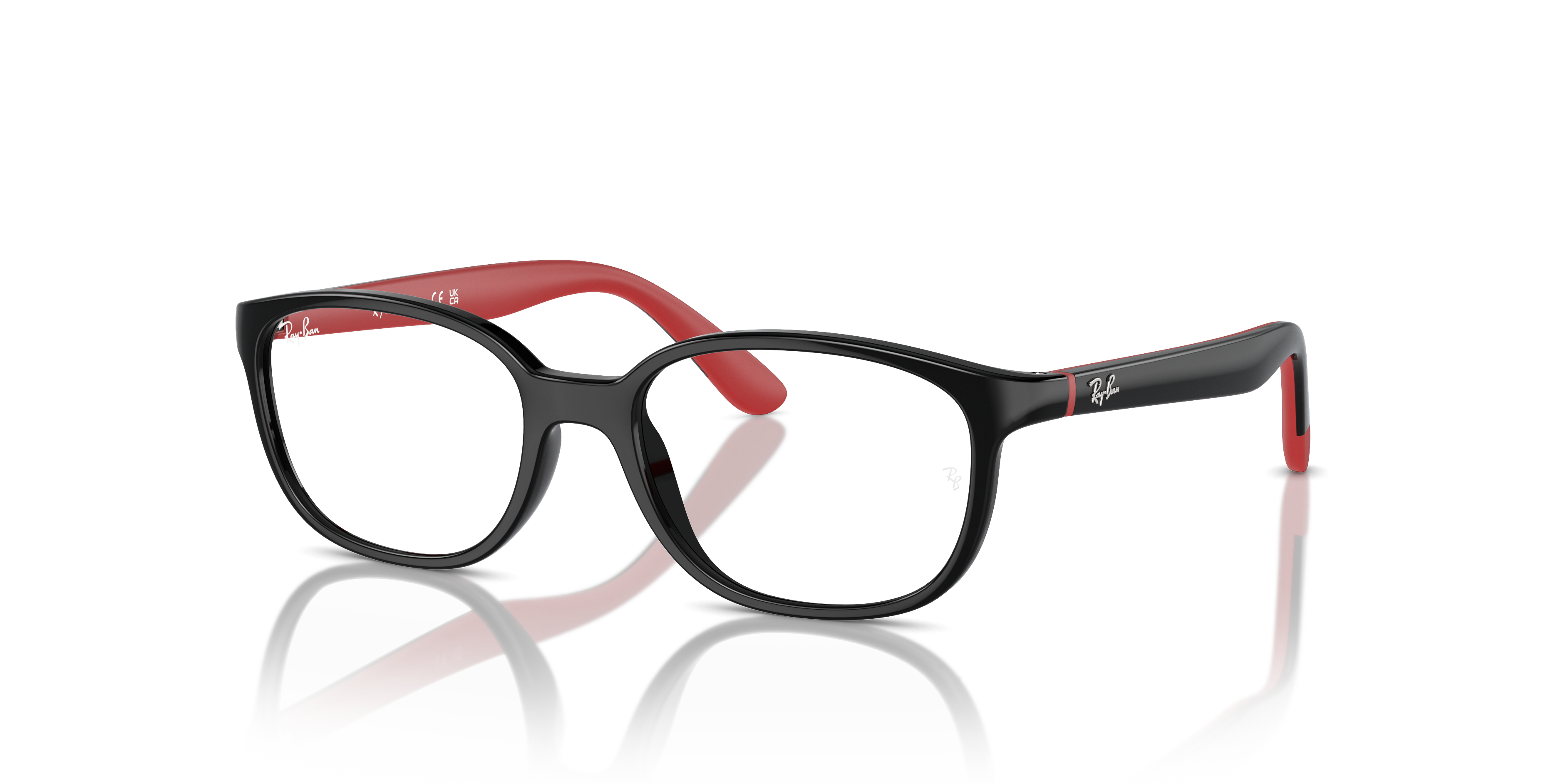 RB1632 OPTICS KIDS BIO-BASED Polished Black On Red Frame Clear Lenses 46-16