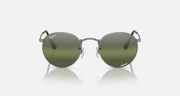 ROUND METAL CHROMANCE Sunglasses in Gunmetal and Silver/Green