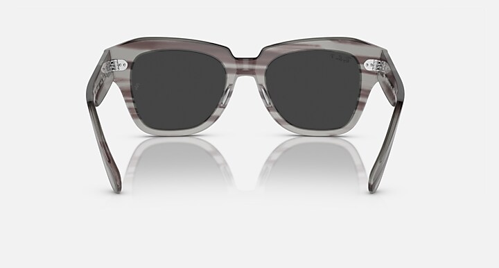 Ray-Ban State Street Reloaded Sunglasses Striped Grey Havana Frame Black Lenses Polarized 49-20