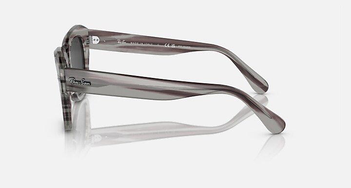 Ray-Ban State Street Reloaded Sunglasses Striped Grey Havana Frame Black Lenses Polarized 49-20