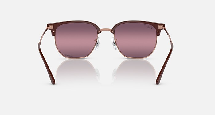 Ray-Ban Sunglasses New Clubmaster Rose Gold Frame Red Lenses