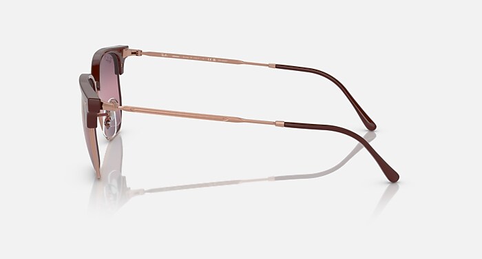 Ray-Ban Sunglasses New Clubmaster Rose Gold Frame Red Lenses