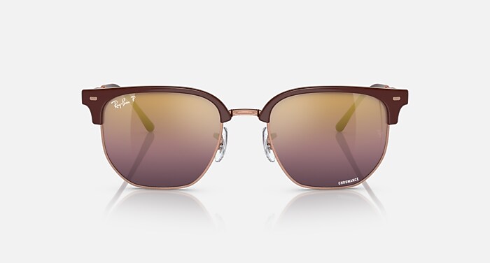 Ray-Ban Sunglasses New Clubmaster Rose Gold Frame Red Lenses