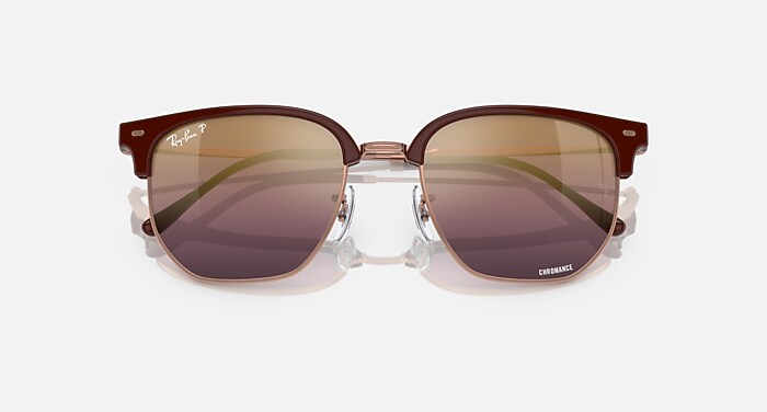 Ray-Ban Sunglasses New Clubmaster Rose Gold Frame Red Lenses