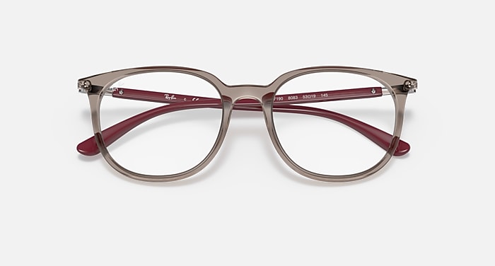 Ray-Ban Eyeglasses Unisex Rb7190 Optics Prescription - Bordeaux Frame Clear Lenses 53-19 Polarized
