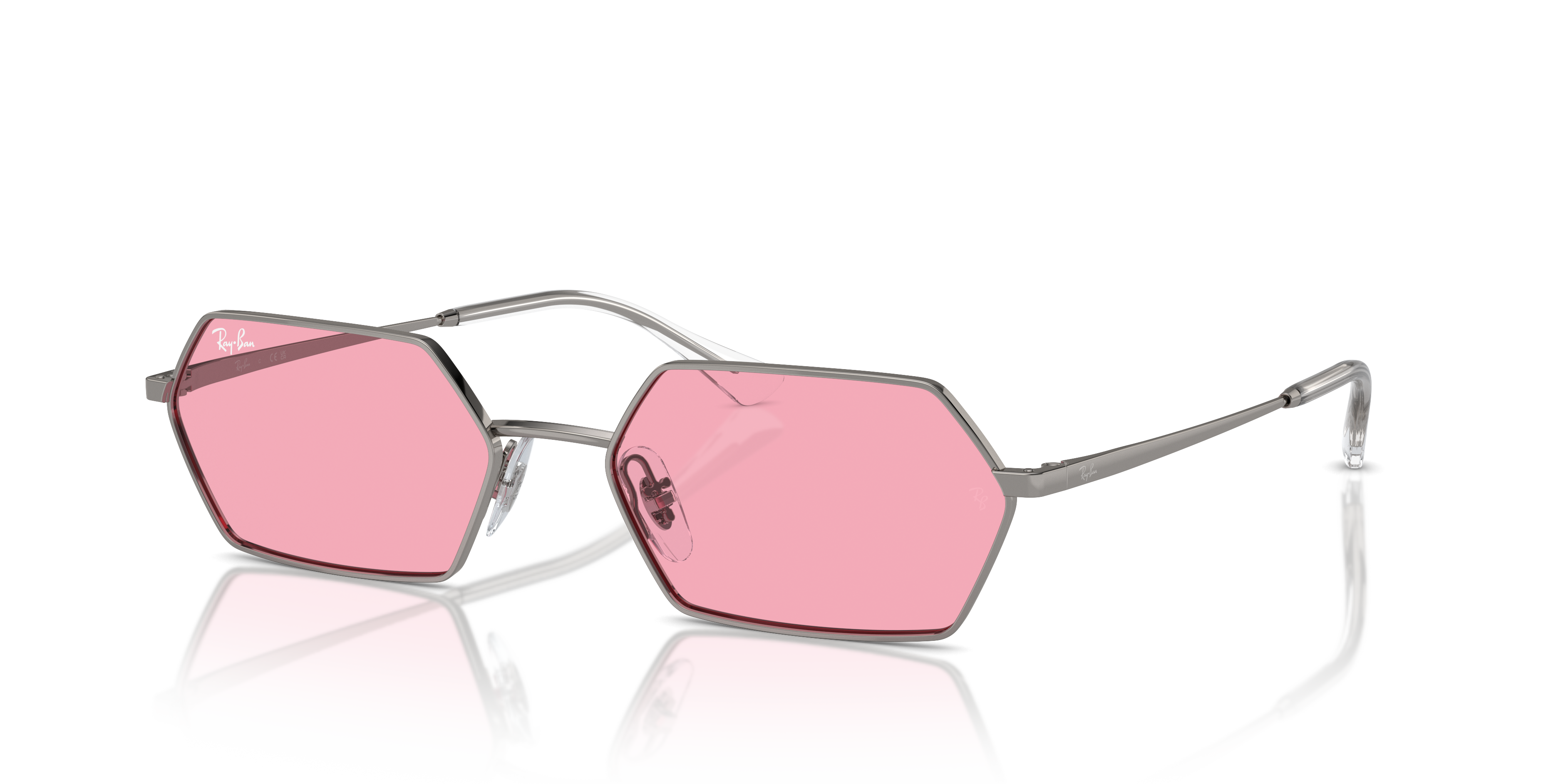YEVI BIO-BASED Polished Gunmetal Frame Pink Lenses 58-18