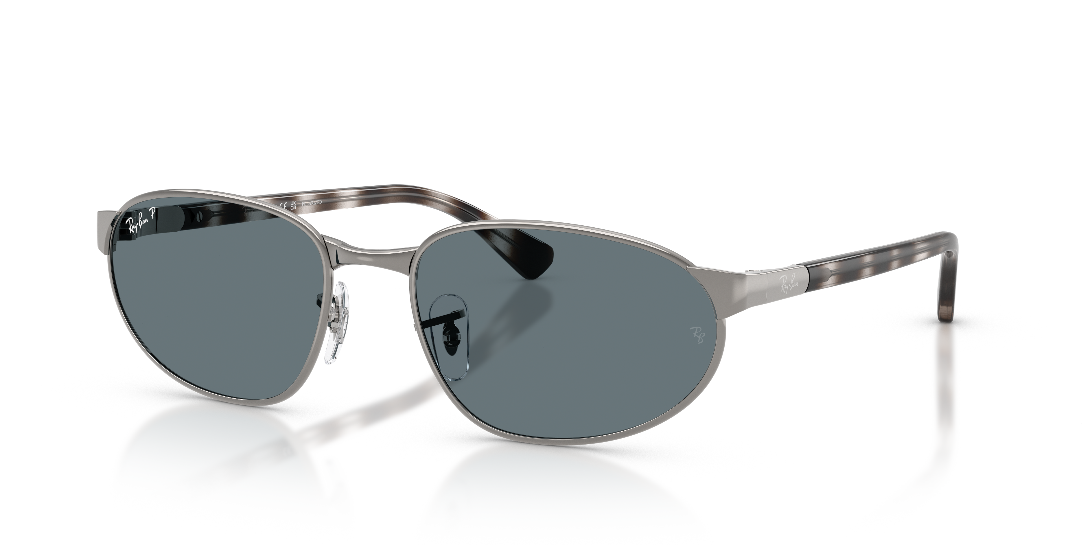 RB3777 Polished Gunmetal Frame Dark Blue Polar Lenses 56-19