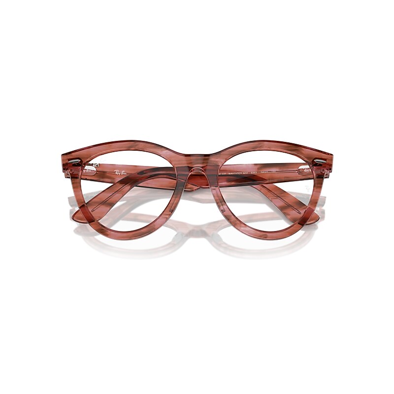 Ray-Ban Wayfarer Way Optics Eyeglasses Striped Transparent Pink Frame Clear Lenses Polarized 51-21