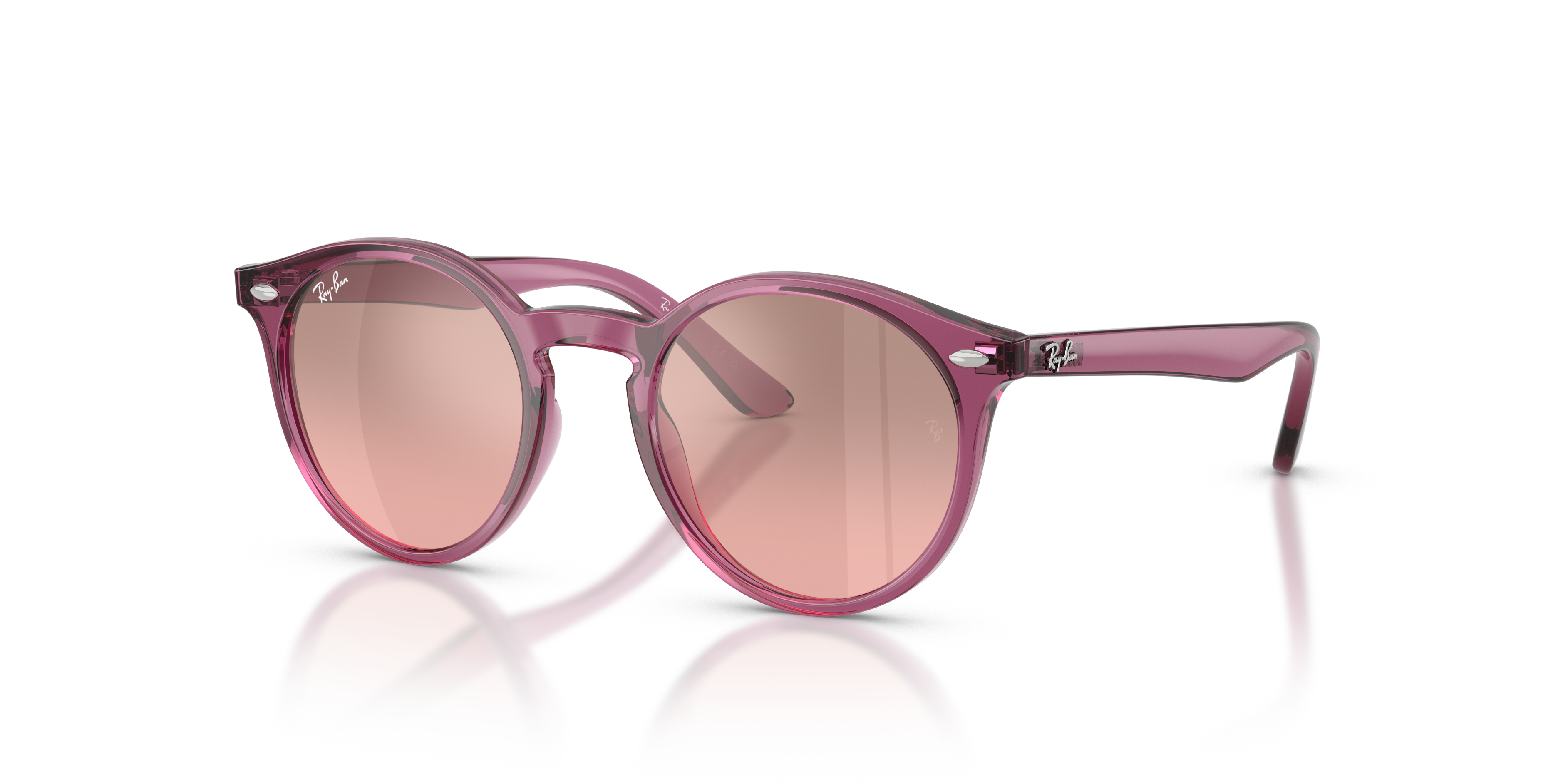 RB9064S KIDS Polished Transparent Violet Frame Pink Mirror Silver Gradient Lenses 44-19