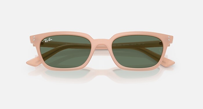 Ray-Ban Sunglasses Unisex Zaya Bio-based - Cloudy Natural Pink Frame Green Lenses 53-19