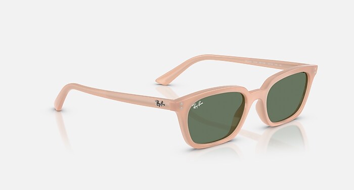 RayｰBan ZAYA BIO-BASED Sunglasses in Cloudy Natural Pink and Dark Green