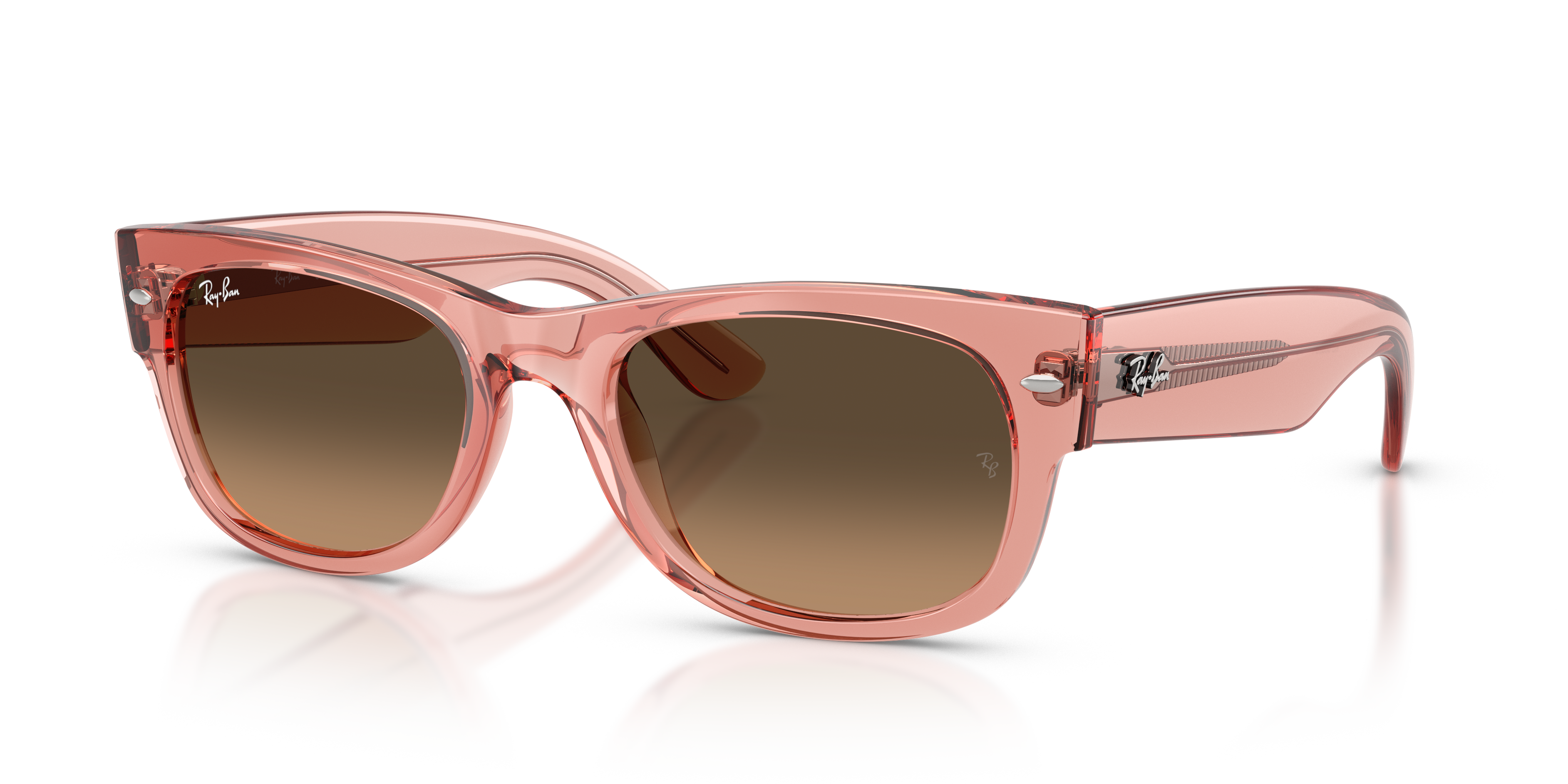 MEGA WAYFARER II Polished Transparent Pink Frame Light Brown Gradient Black Lenses 55-21