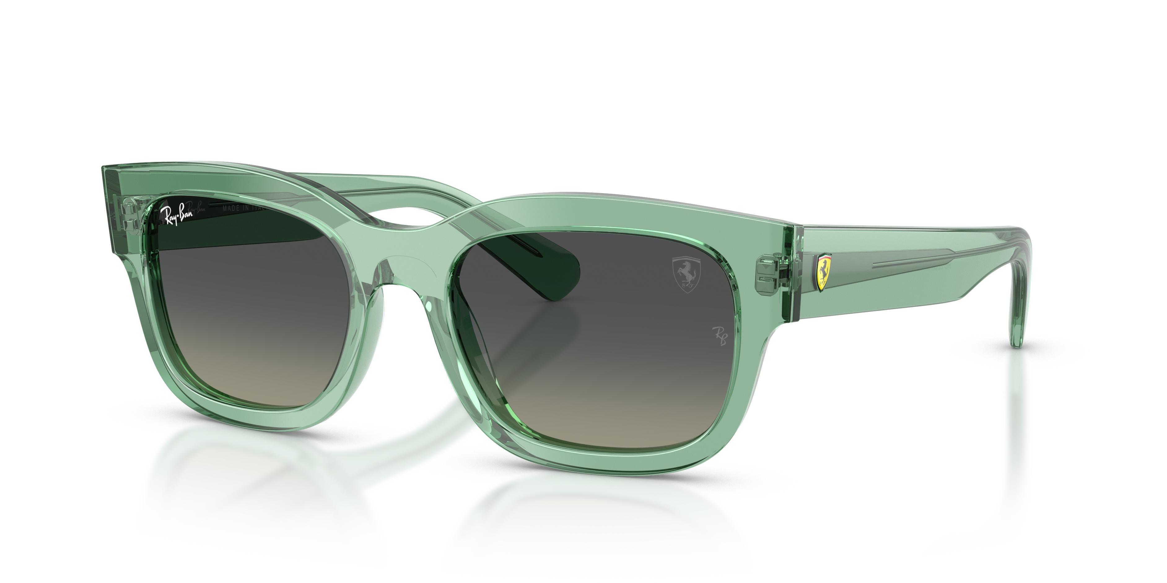 RB2228M SCUDERIA FERRARI COLLECTION Polished Transparent Green Frame Grey Gradient Lenses 53-19