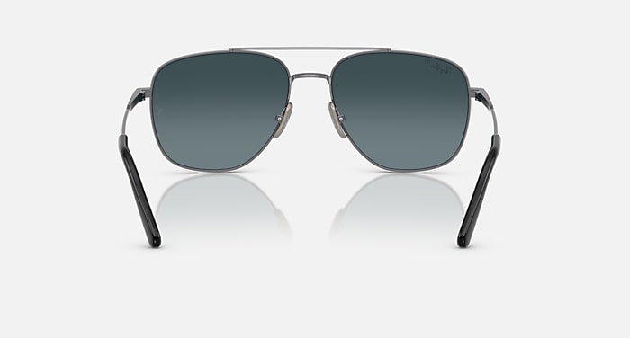 Ray-Ban Sunglasses Unisex William Titanium - Gunmetal Frame Blue Lenses 59-17 Polarized