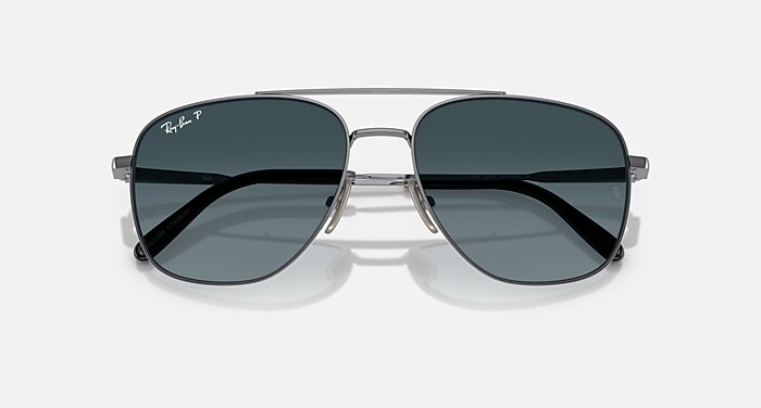 Ray-Ban Sunglasses Unisex William Titanium - Gunmetal Frame Blue Lenses 59-17 Polarized