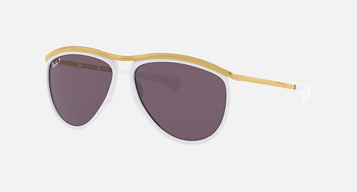 AVIATOR OLYMPIAN Sunglasses in White and Violet - RB2219