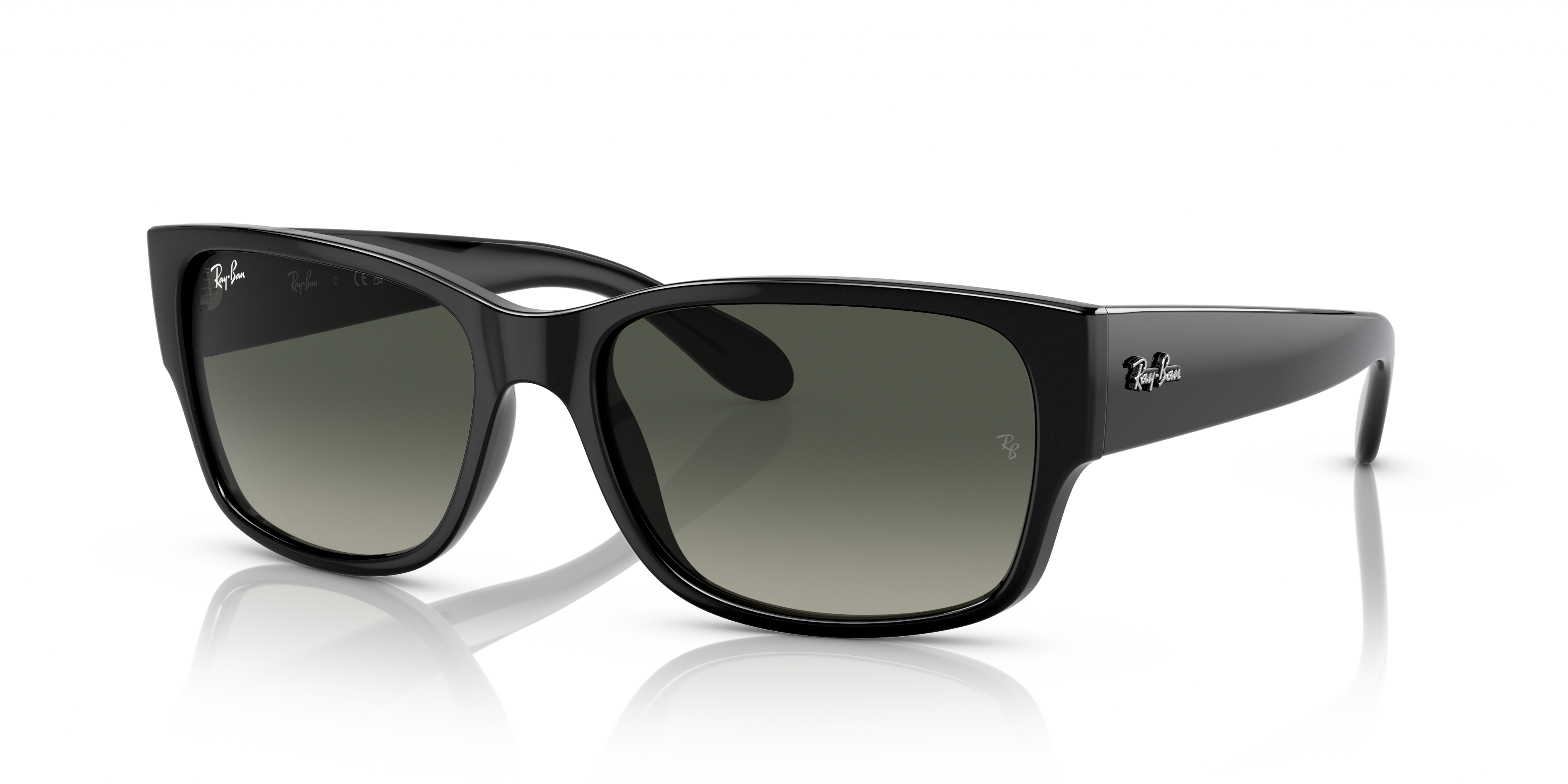 RB4388 Polished Black Frame Grey Lenses 58-18