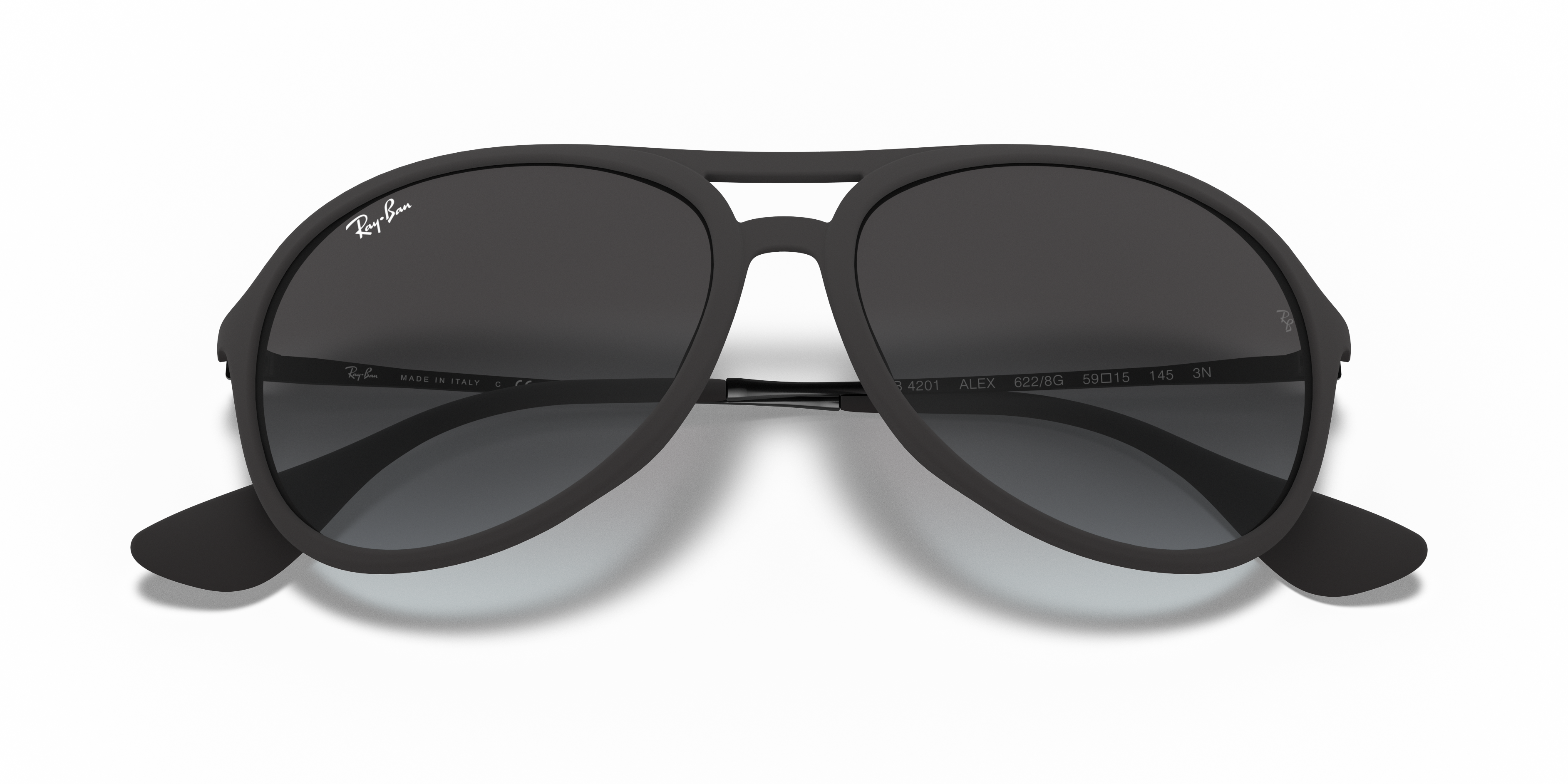 【送料,関税込】Ray Ban サングラス RB4201 ALEX ALEX Sunglasses in Rubber Black and Grey Gradient - RB4201