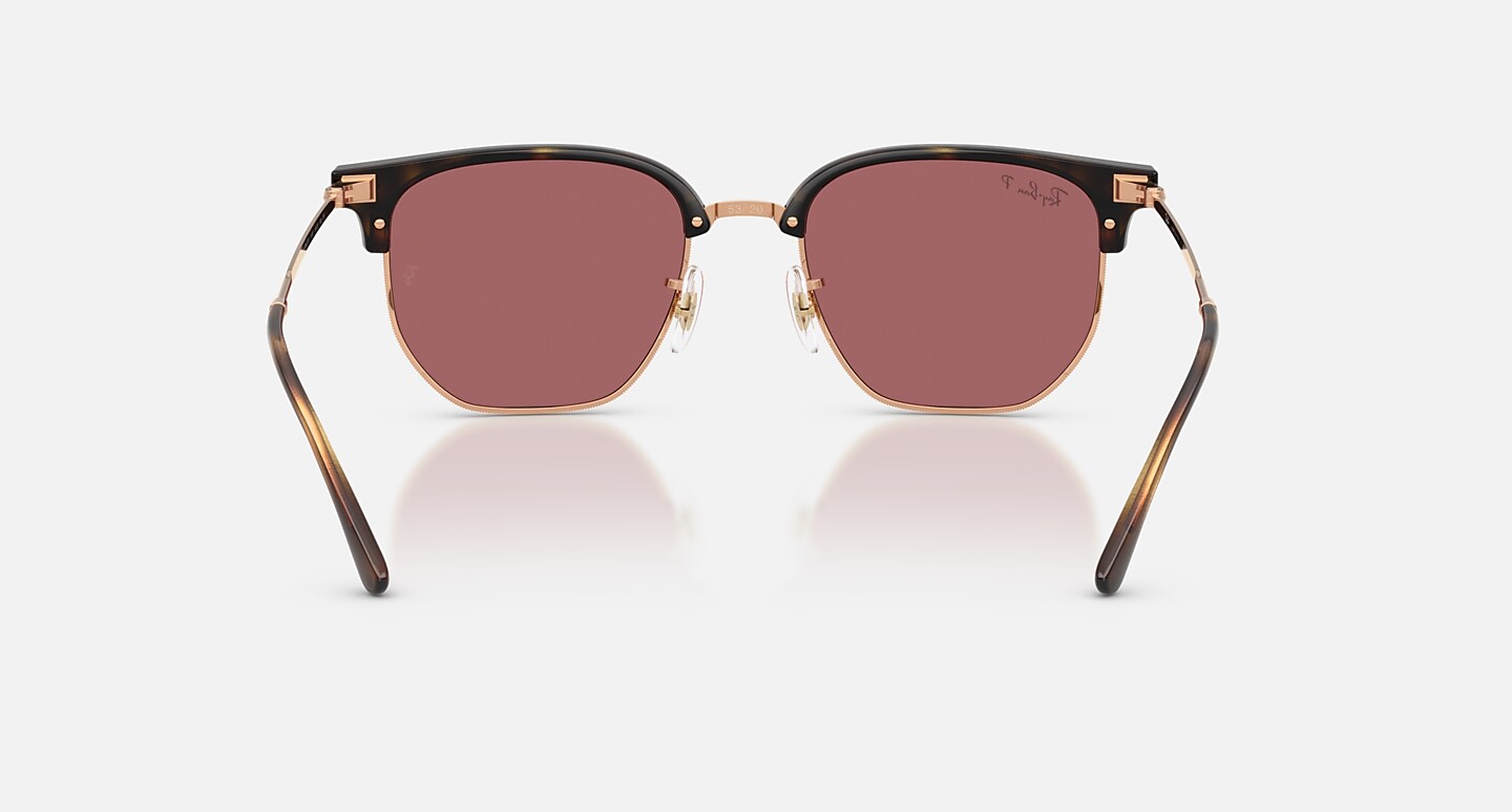 Ray-Ban Sunglasses Unisex New Clubmaster Online Only Limited - Rose Gold Frame Violet Lenses 51-20 Polarized
